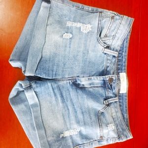 Distressed jean shorts